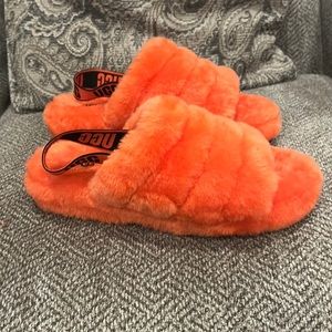 Ugg Orange and Black Fluff Yeah Sandal/Slippers